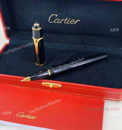 AAA Replica Cartier Diabolo Rollerball Pen Black Precious Resin